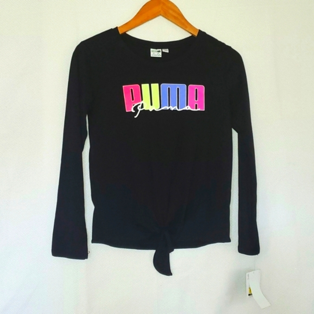 NWT Puma Girls Black Long Sleeve Shirt Size Large